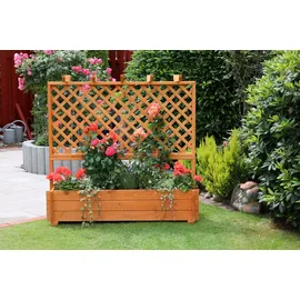 Promadino Spalier mit Pflanzkasten 140 x 64,5 cm Braun