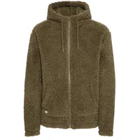 11 Project Fellimitatjacke PRDaag 21301130-ME Warme Teddy-Kapuzensweatjacke mit Kängurutasche in grün | Gr.: L