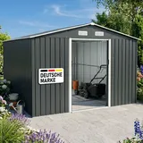 BRAST Gerätehaus Geräteschuppen Metall | TÜV geprüft | viele Größen | 163x89x180-278x323x192cm | Pultdach Satteldach | Gartenhaus mit Schiebetür | Anthrazit | wetterfest wasserdicht | 278x172x192cm
