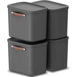 Rotho Stapelbox Maloja 39,5 x 26,5 x 34 cm 4-tlg. schwarz