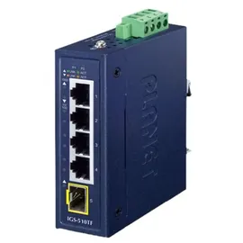 Planet Industrial 4-Port GE Switch + Port 100/1000X SFP - Blau