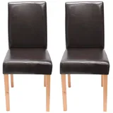 MCW Esszimmerstuhl Littau 2er-Set Leder Braun Helle Beine