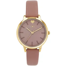 Tom Tailor 2100731 0 mm Kunstledergehäuse Gelbgold IP Sportarmband rosa