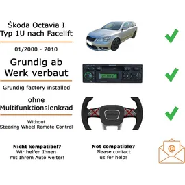 JUST SOUND best choice for caraudio Autoradio Einbaupaket Pioneer MVH-S320BT Skoda Octavia 1 Typ 1U | Grundig Radio Bluetooth USB