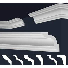 Marbet Design Stuckleisten XPS Styropor weiß - Deckenleisten Deckenstuck Leisten E-Leisten - (50 Meter / 25 Leisten E-15)