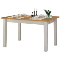 Landhaus Tisch in Weiß und Honigfarben Kiefer Massivholz