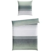 CASANOVA casa NOVA Satin-Bettwäsche ALEXIS, Grau - Grün - 155 x 220 cm - mit Reißverschluss