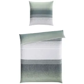 CASANOVA casa NOVA Satin-Bettwäsche ALEXIS, Grau - Grün - 155 x 220 cm - mit Reißverschluss