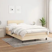 vidaXL Boxspringbett mit Matratze Creme 140x200 cm Stoff - Creme