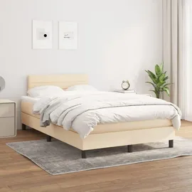 vidaXL Boxspringbett mit Matratze Creme 140x200 cm Stoff - Creme