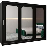 Abiks möbel MÖBEL Kryspol Schwebetürenschrank, Schwarz, Kunststoff, Nachbildung, 9