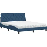 VidaXL Bett mit Matratze Blau 160x200 cm Stoff -