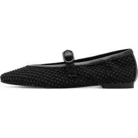Marco Tozzi Damen Ballerinas weiches Feel Me Fußbett weiches Innenfutter Vegan Strap, schwarz (Black Comb), 41 EU