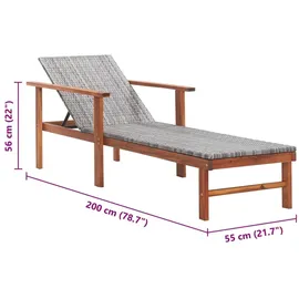 vidaXL Sonnenliege 200 x 55 x 56 cm grau