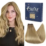 Fshine Haarverlängerung Echthaar Tressen zum Einnähen 45cm 100g Honigblond Haartressen Echthaar zum Einnähen Tressen Echthaar Extensions Echthaar Tressen Farbe 6 27 60