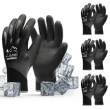 toolant 3er Pack Wasserdichte Arbeitshandschuhe Herren Damen, Freezer Handschuhe mit Grip, doppelt Nitril-beschichtet, ölabweisend, für Bau, Mechaniker, Bergbau, Sanitär, Schwarz, Größe S