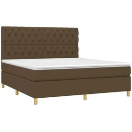 vidaXL Boxspringbett mit Matratze & LED Dunkelbraun 160x200 cm Stoff