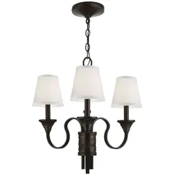 Licht-Erlebnisse Kronleuchter MINORU 3x E14 bis 60W Farbe: Bronze Antik, Weiß Material: Metall, Stoff LE57511