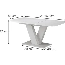 Vicco Fenaro 120 x 77,4 x 80 cm ausziehbar weiß