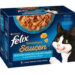 felix® Katzen-Nassfutter Sensations Saucen Geschmacksvielfalt aus dem Wasser 12x 85,0 g