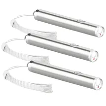 Pearl 3er Pack 2in1-LED-Taschenlampe & Laserpointer, Edelstahl-Gehäuse