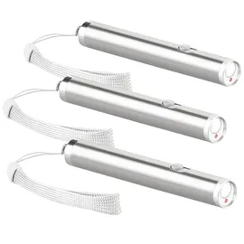 Pearl 3er Pack 2in1-LED-Taschenlampe & Laserpointer, Edelstahl-Gehäuse