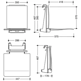 Hewi System 800 K Einhängesitz mit Rückenlehne weiß 450 x 449 x 561 mm