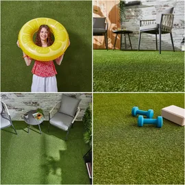 Andiamo Kunstrasen Jever", grün, B:133cm H:20mm L:300cm, Polyethylen (PE), Polypropylen (PP), Teppiche, natürliche Optik, mit Drainagefunktion, für Balkon, Terrasse – Garten,