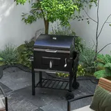 Holzkohlegrill Smoker Bbq-smoker, 1 Ablage, 1 Handtuchhalter, 2 Grillroste, 113 Cm X 65 Cm X 108 Cm, Schwarz