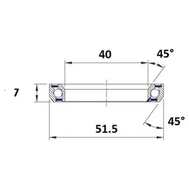 Blackbearing Lenklager 45/45o Silver 40 x 51,5 x 7 mm