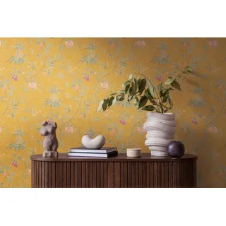 living walls Vliestapete Livingwalls Paradise Garden, Florale Tapete, gelb, grün grün