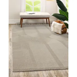 Teppich MERINOS "Sign 1904", beige, B:160cm H:12mm L:230cm, Polyester, Teppiche, Hoch Tief Struktur, Geometrisch, 100% recyceltem Polyester, Wohnzimmer