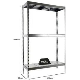 Proregal Schwerlastregal Big Metal Yeti Three HxBxT 200 x 120 x 45 cm Fachlast 400 kg Verzinkt