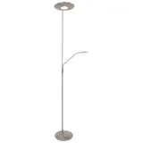 Steinhauer Deckenfluter Stehleuchte Wohnzimmerlampe LED dimmbar Lesespot silber chrom