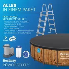 BESTWAY Power Steel Swim Vista Series Frame Pool rund Set 549 x 122 cm inkl. Filterpumpe