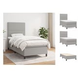 vidaXL Boxspringbett mit Matratze Hellgrau 90x190 cm Stoff