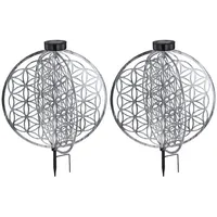 GLOBO 2x LED Solarleuchte, Erdspieß, silber, H 51 cm,