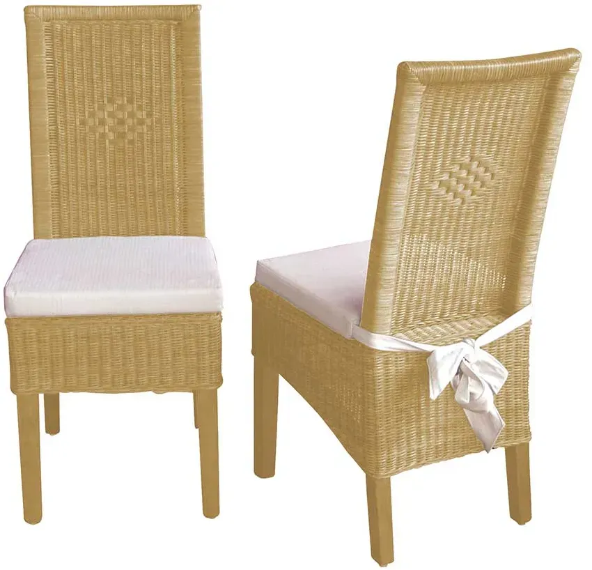 Rattanstuhl Set in Beige Esszimmer (2er Set)