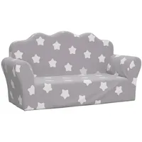vidaXL Kindersofa 2-Sitzer Hellgrau mit Sternen weich plüsch