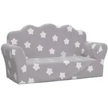 vidaXL Kindersofa 2-Sitzer Hellgrau mit Sternen weich plüsch