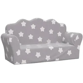 vidaXL Kindersofa 2-Sitzer Hellgrau mit Sternen weich plüsch