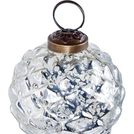 Beliani Weihnachtskugel 6er Set Glas Silber