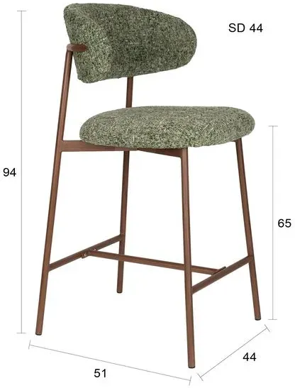 2er-Set White Label Barhocker Claes Stoff Green