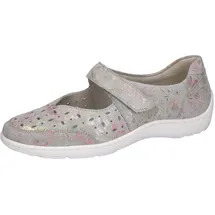 WALDLÄUFER HENNI Riemchenballerina, Keilabsatz, Halbschuh, Komfortschuh mit Perforation, Weite H grau 44,5 EU (10 UK)