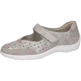 WALDLÄUFER HENNI Riemchenballerina, Keilabsatz, Halbschuh, Komfortschuh mit Perforation, Weite H grau 44,5 EU (10 UK)