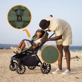 lionelo Mika Plus 3in1 Buggy 0-48 Monate bis 22 kg Babywagen bis zu 9 kg Kindersitz Babytrage bis zu 13 kg, Rückenlehne verstellbar, Dämpfung, 360° Räder, XXL-Verdeck