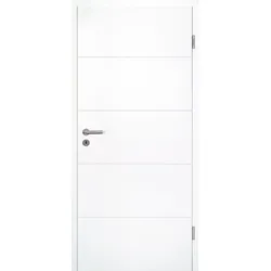 Wellker Zimmertür weiß mit Zarge Luanda Spar-Set lackiert, DIN Rechts, 323-343 mm,860x1985 mm,Buntbart