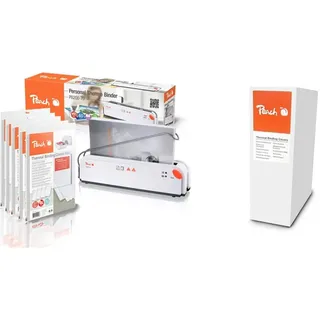 Peach Thermobindegerät DIN-A4 - Testsieger* - inkl. 5x PBT100-14 - 5x 20 verschiedene Thermalbindemappen - PB200-70P & PBT406-05 Thermobindemappe, A4, 60 Blätter, 80 g/m2, 100 Stück, weiß