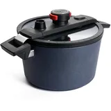 WOLL Active Lite Kasserolle mit Active-Lite-Deckel und Silikoneinsatz, Ø 24 cm, 13,5 cm hoch, 5 Liter, mit 2 Seitengriffen - Induktiv - Geeignet für alle Herdarten, Aluguss, anthrazit