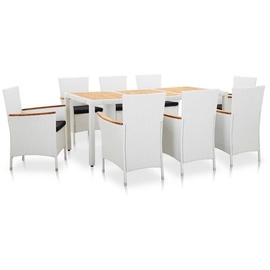 vidaXL Garten-Essgruppe 9-tlg. Tisch 190 x 90 cm weiß